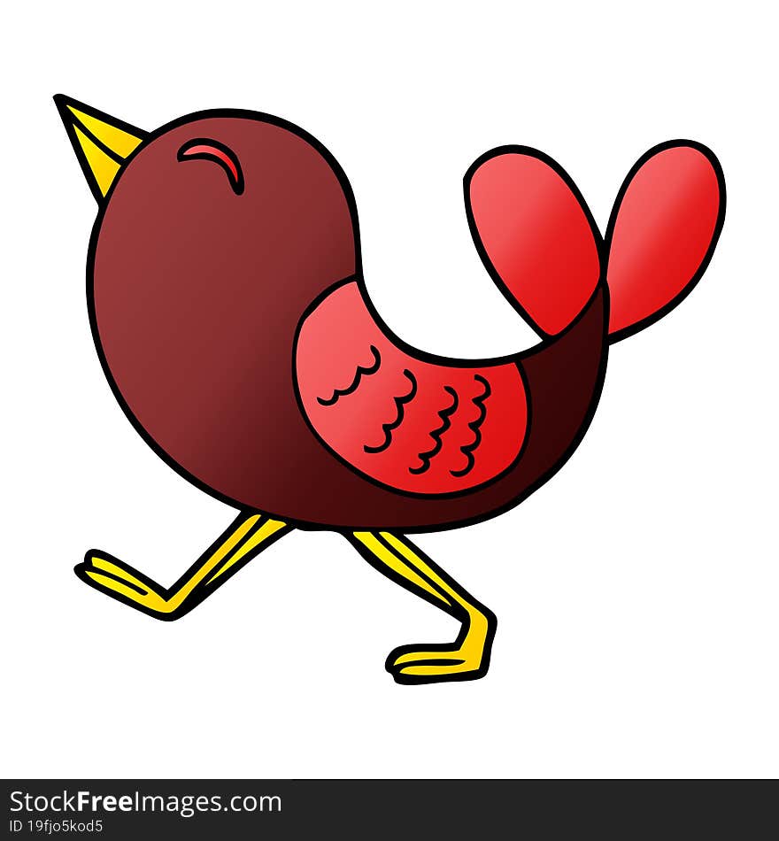 cartoon doodle red bird