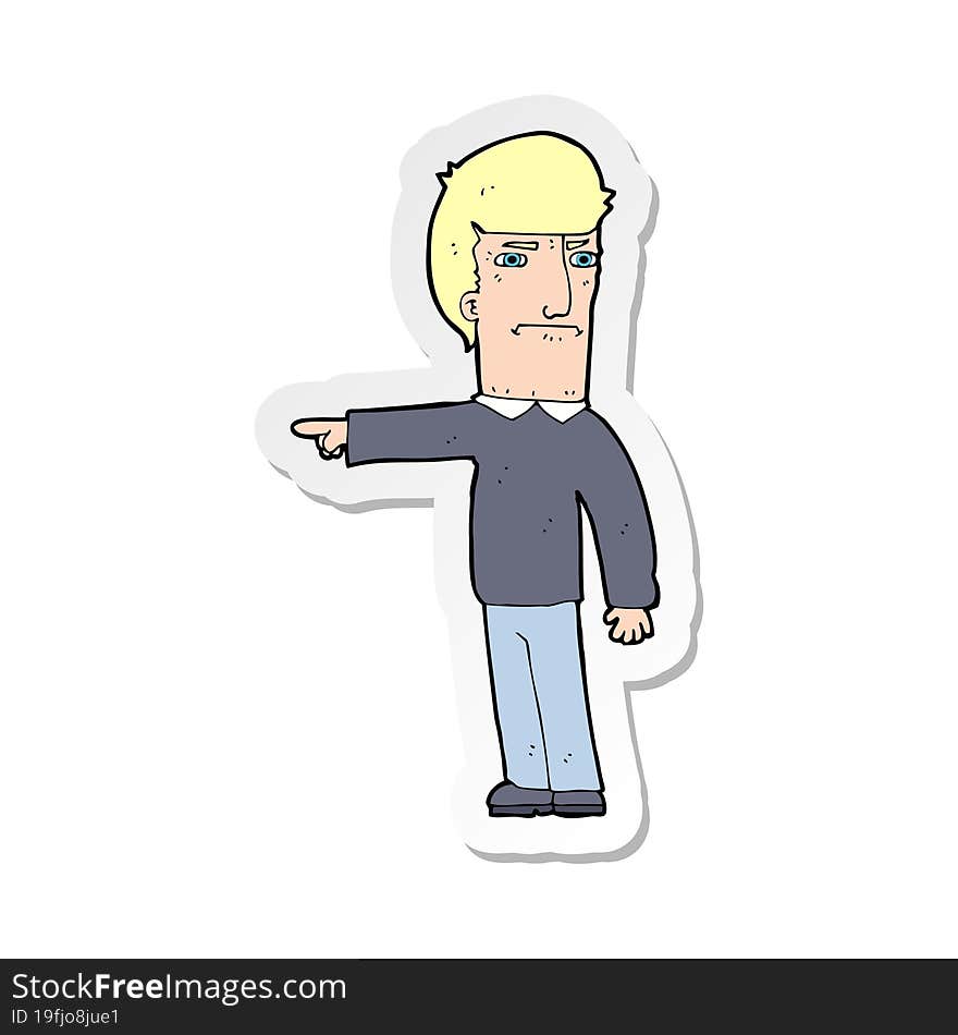 sticker of a cartoon man pointing