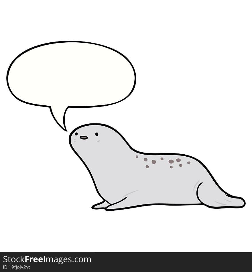 cute cartoon seal and speech bubble