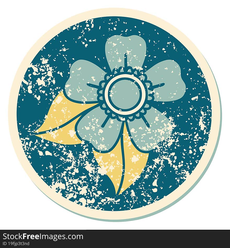 iconic distressed sticker tattoo style image of a flower. iconic distressed sticker tattoo style image of a flower