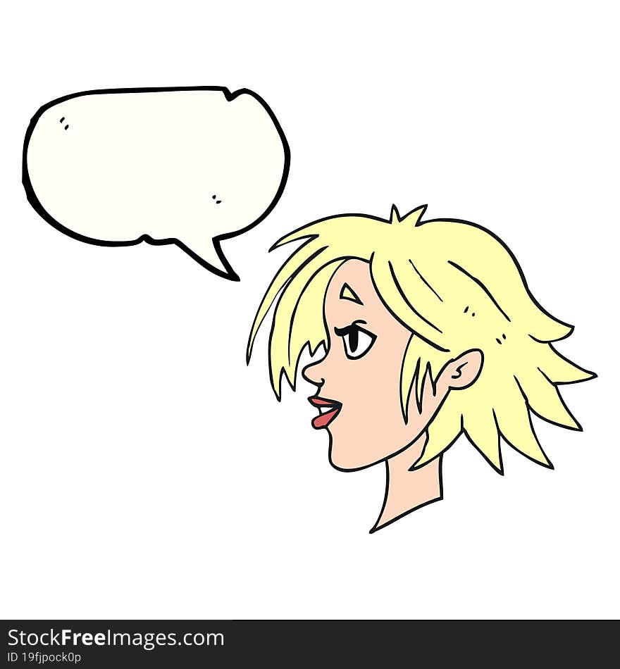 Speech Bubble Cartoon Happy Female Face