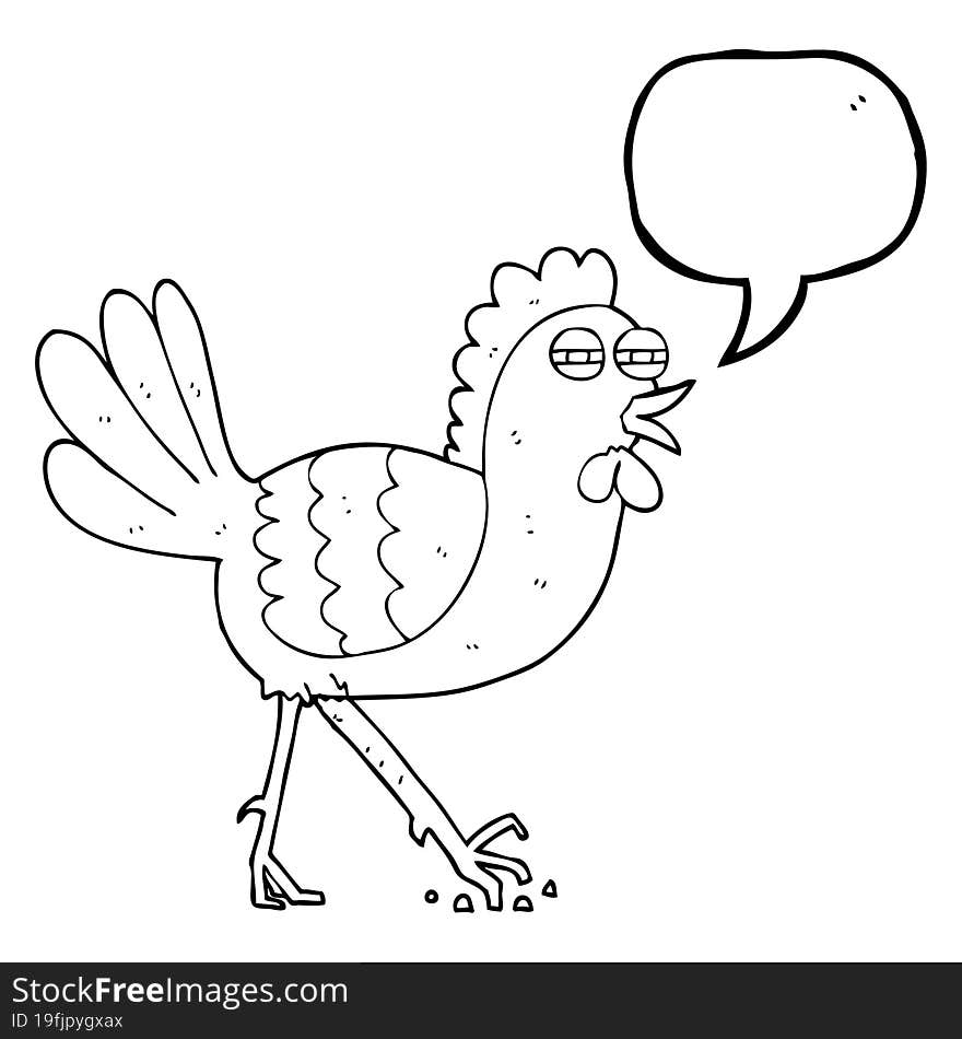 freehand drawn speech bubble cartoon chicken