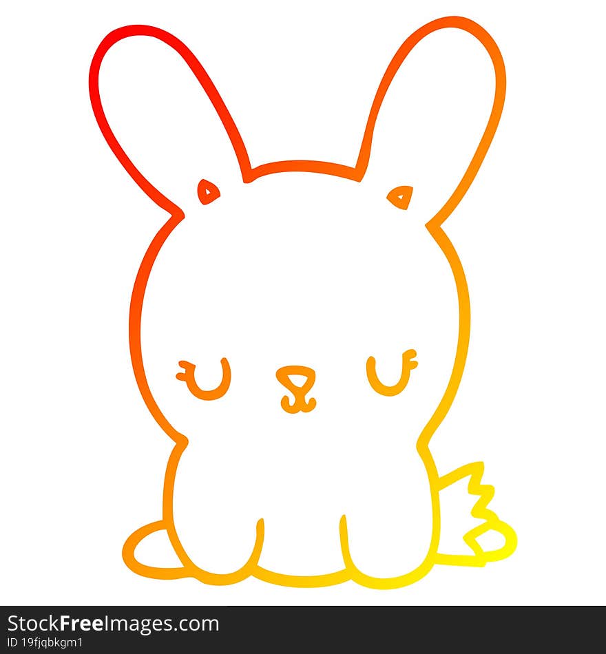 warm gradient line drawing of a cute cartoon rabbit