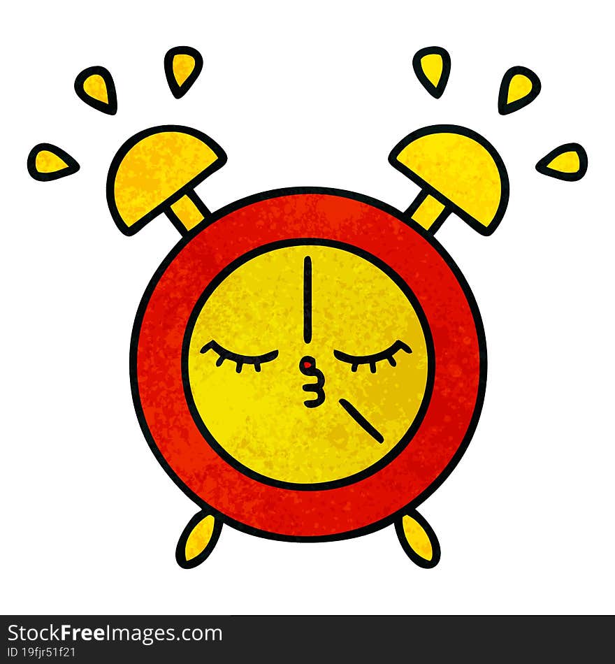 Retro Grunge Texture Cartoon Alarm Clock