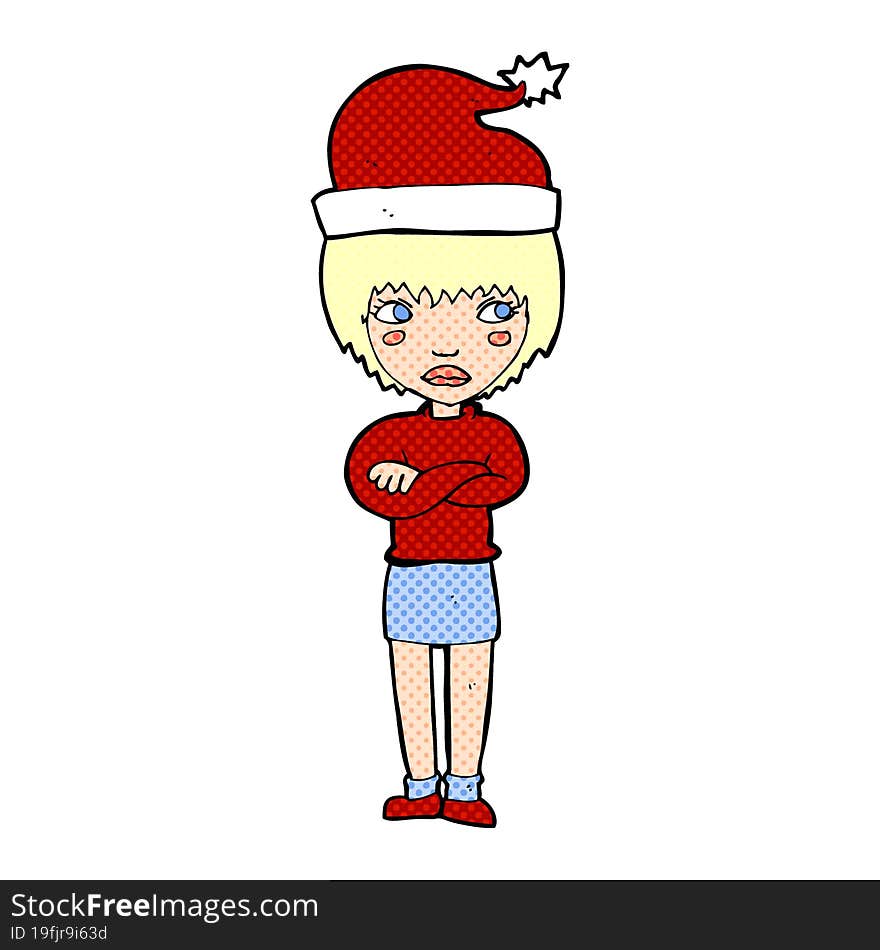 cartoon woman ready for christmas