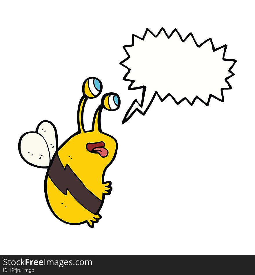 cartoon funny bee with speech bubble