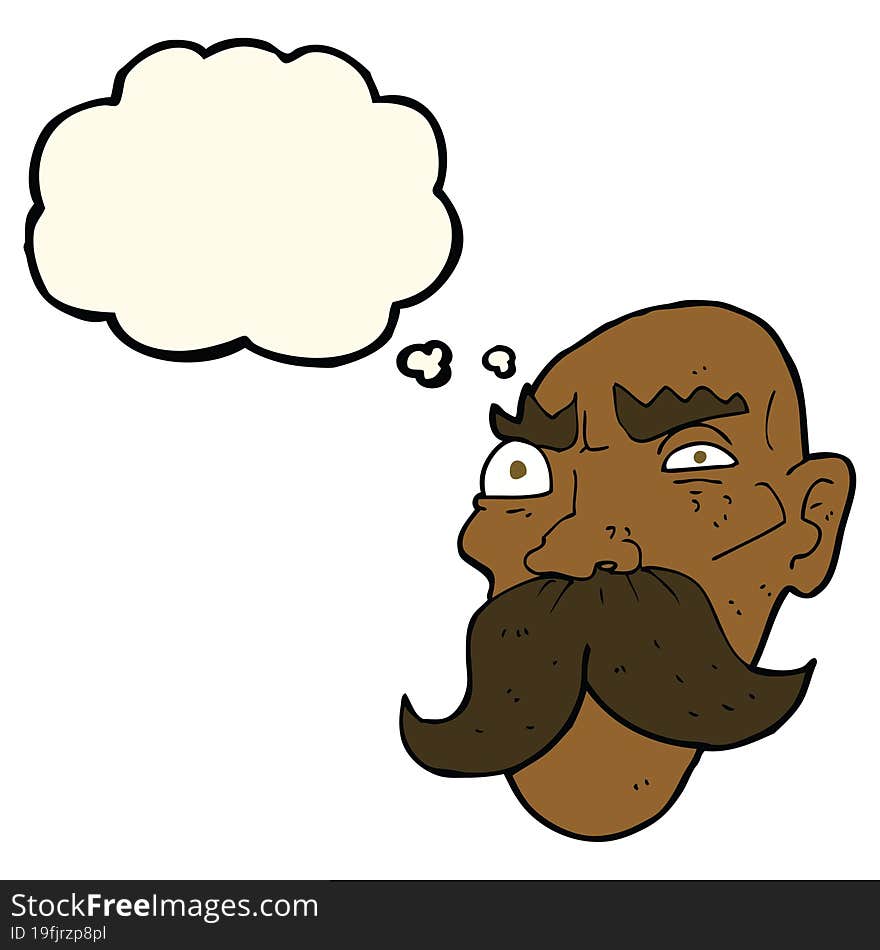 cartoon angry old man with thought bubble