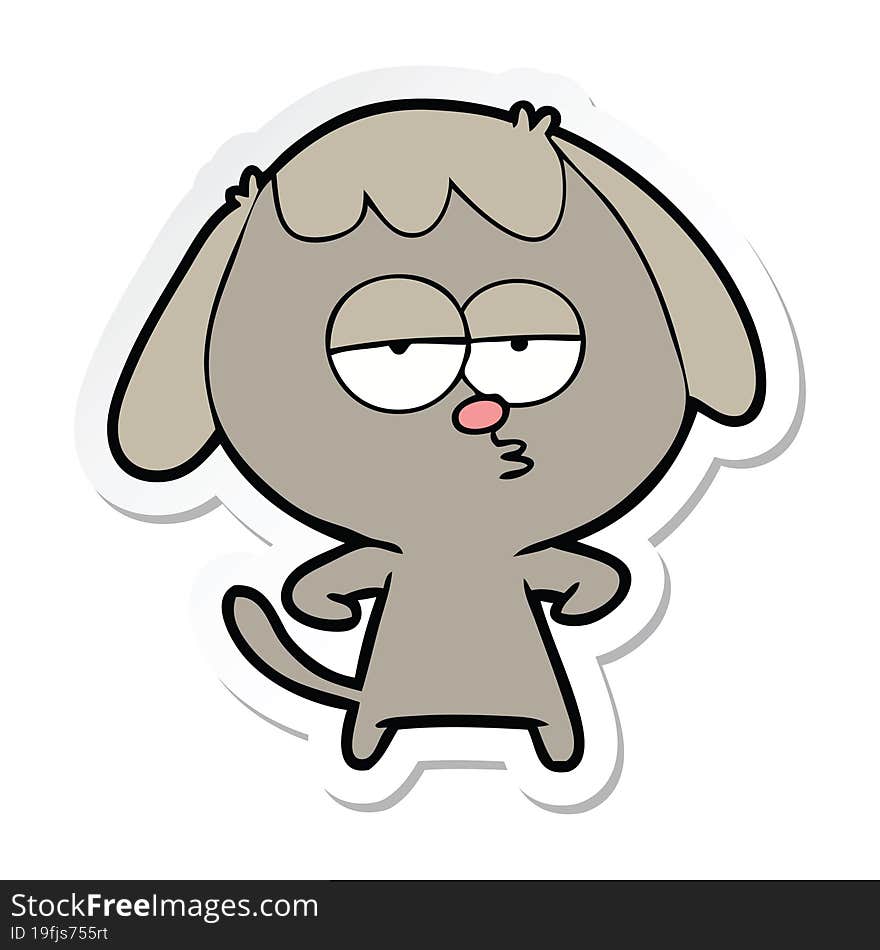 Sticker Of A Cartoon Bored Dog