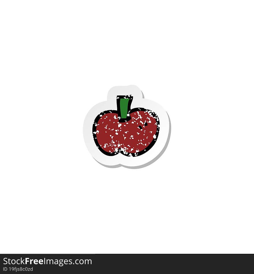 distressed sticker of a cartoon apple symbol