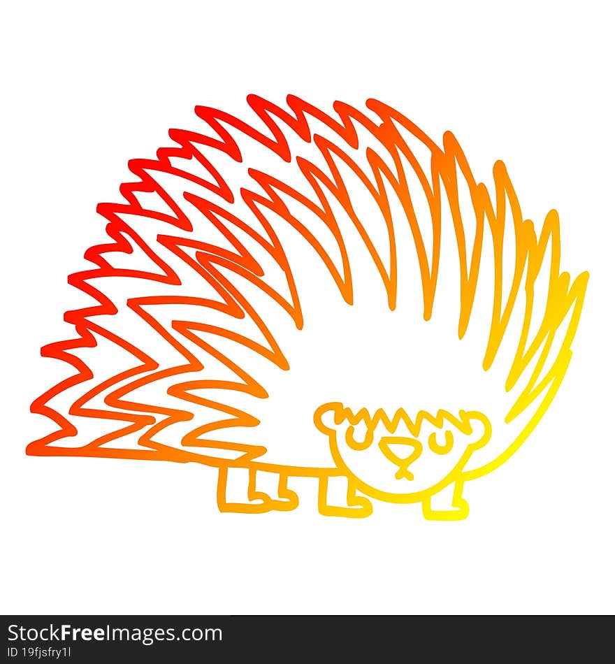 Warm Gradient Line Drawing Cartoon Spiky Hedgehog