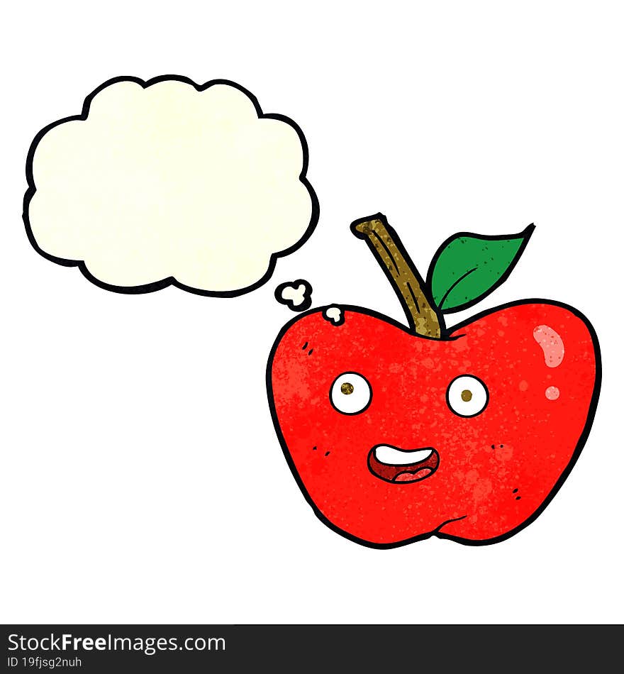 cartoon apple with thought bubble