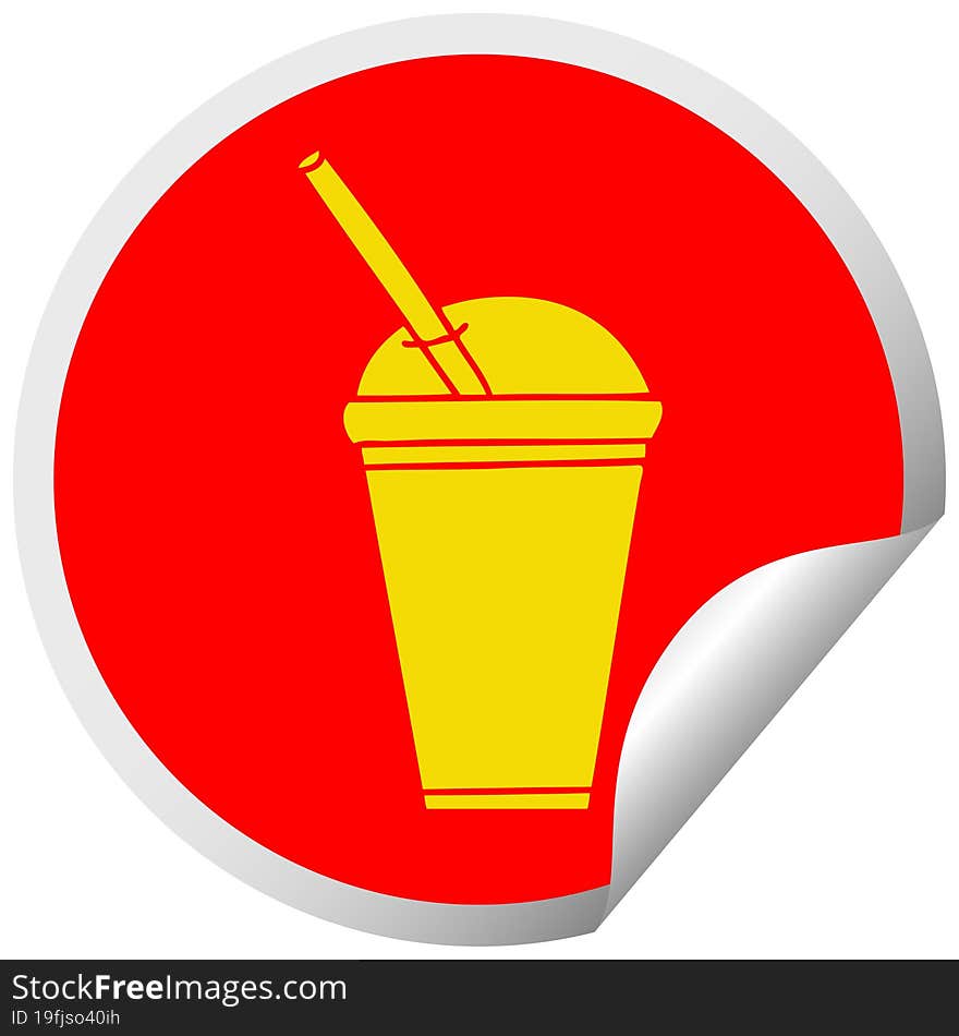 quirky circular peeling sticker cartoon soft drink