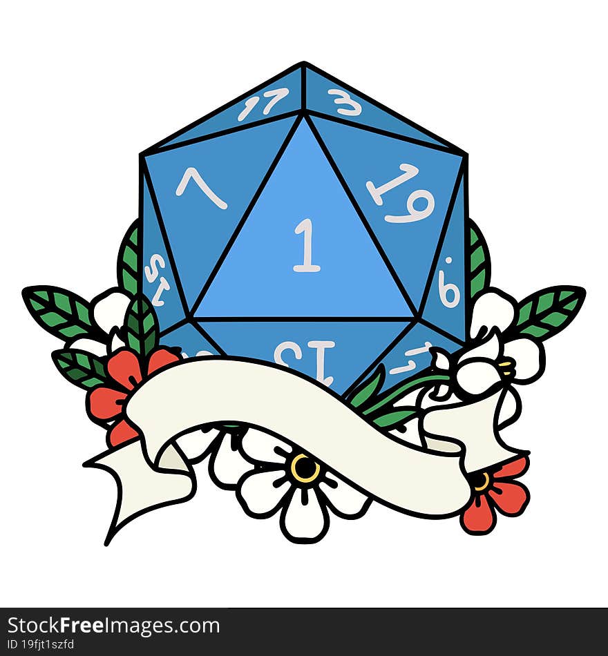 natural one d20 dice roll illustration