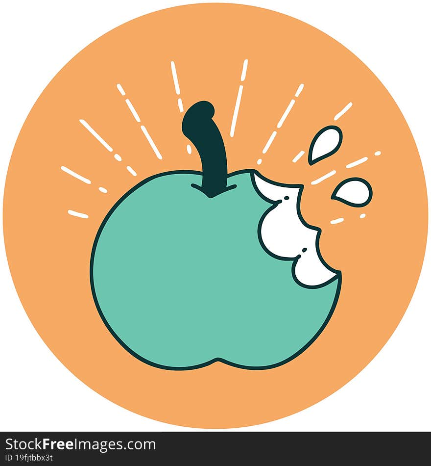 Icon Of Tattoo Style Bitten Apple