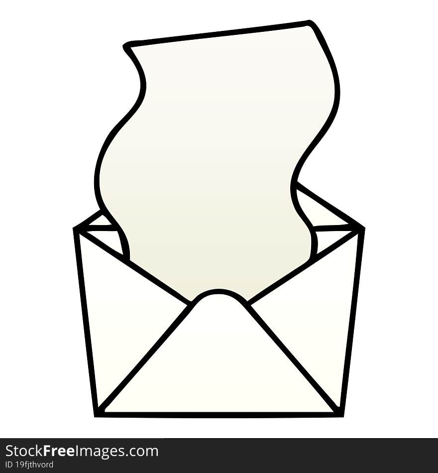 gradient shaded quirky cartoon letter and envelope. gradient shaded quirky cartoon letter and envelope