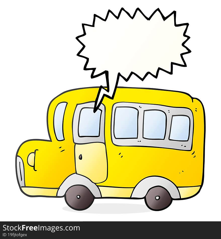 freehand drawn speech bubble cartoon yellow school bus