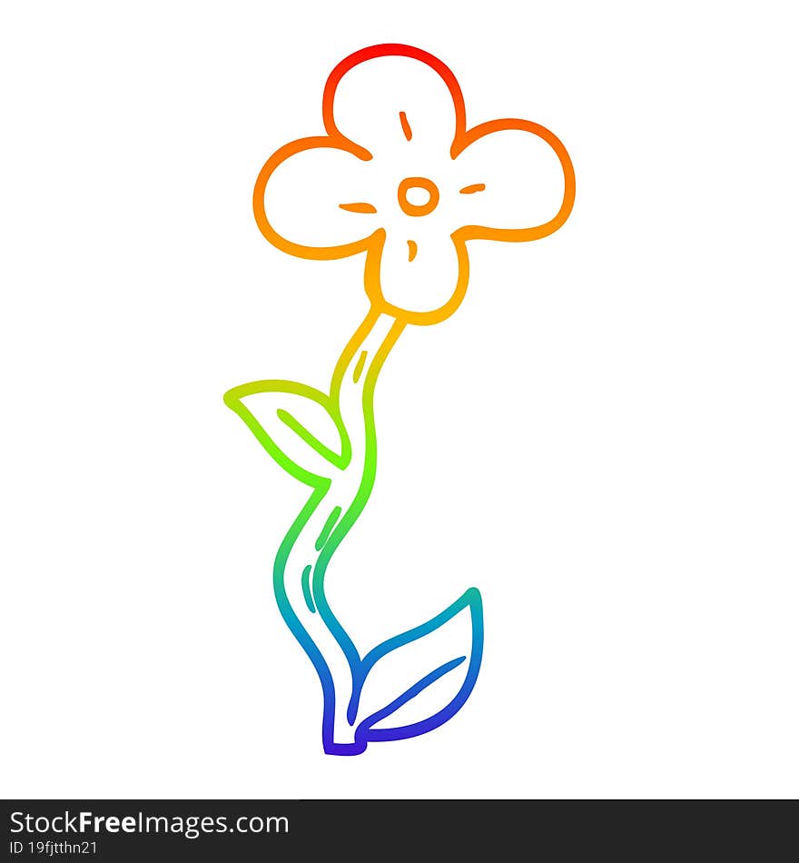 rainbow gradient line drawing cartoon flower pot