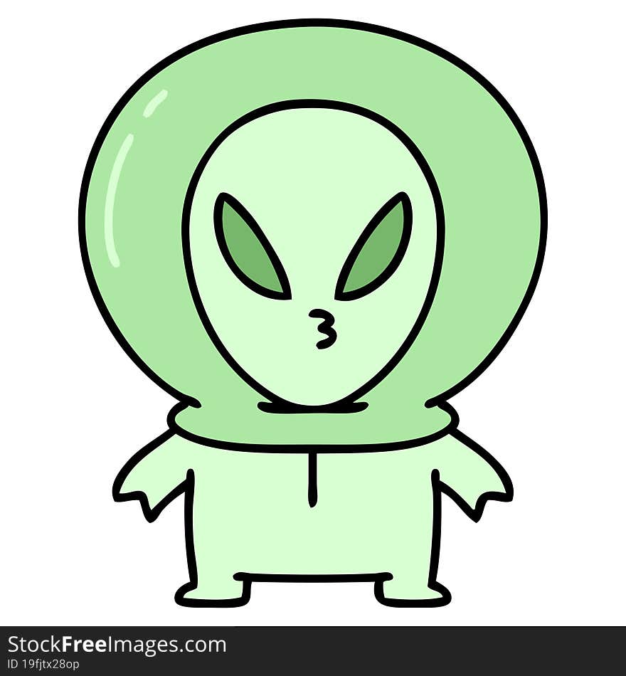 small alien looking thoughtful