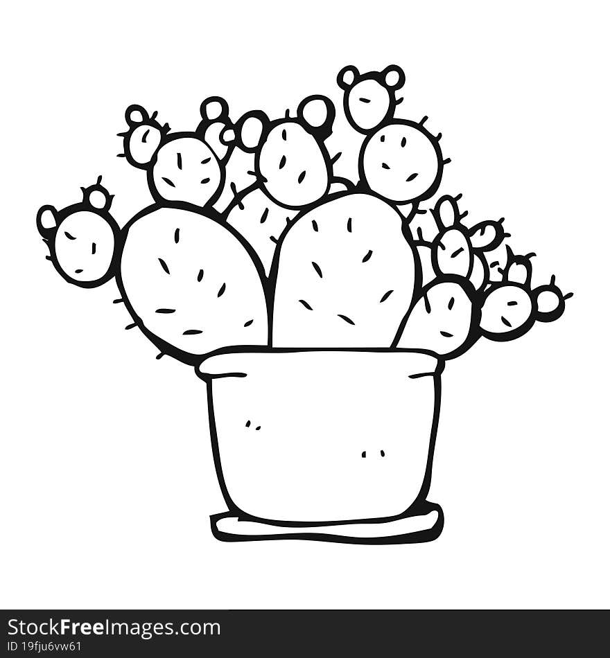 Black And White Cartoon Cactus