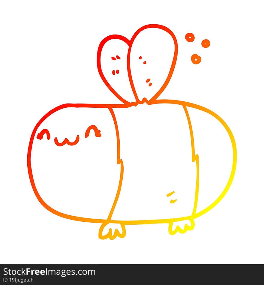 warm gradient line drawing cute cartoon bee