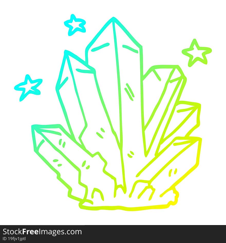 cold gradient line drawing cartoon magic crystal