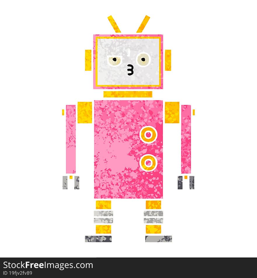 Retro Illustration Style Cartoon Robot