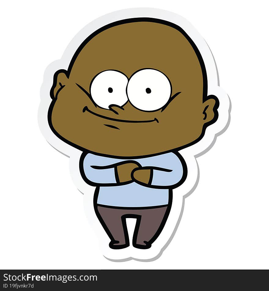 sticker of a cartoon bald man staring