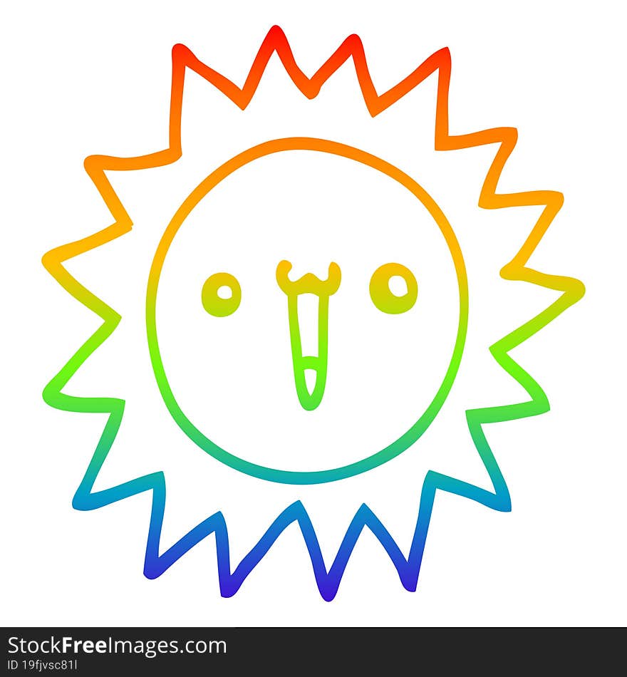 rainbow gradient line drawing cartoon sun