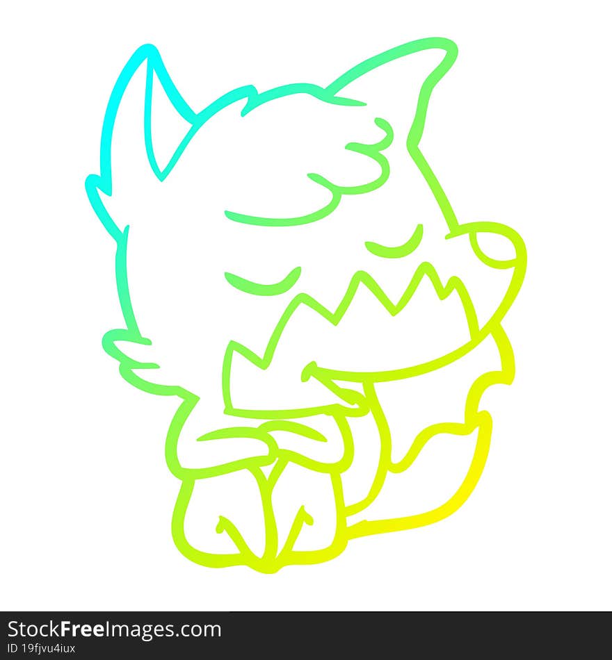 cold gradient line drawing friendly cartoon fox