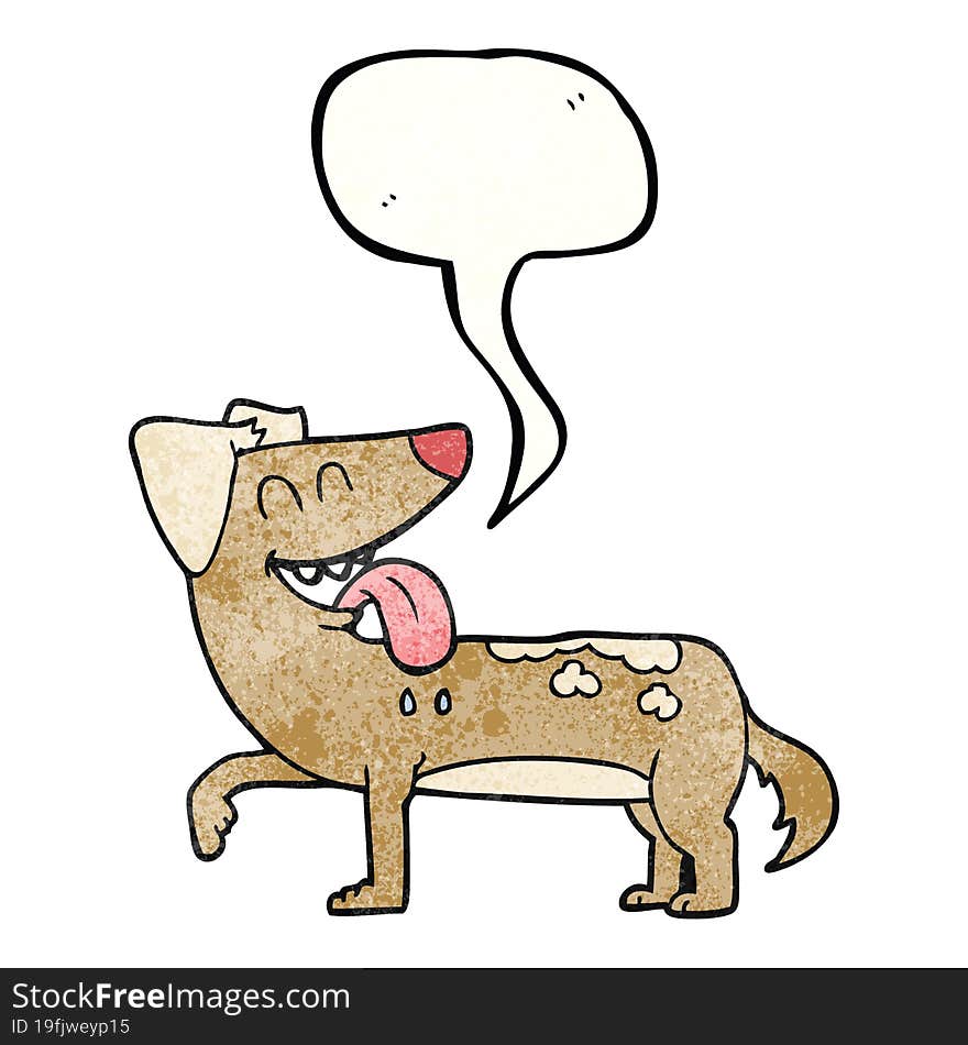 Speech Bubble Textured Cartoon Panting Dog