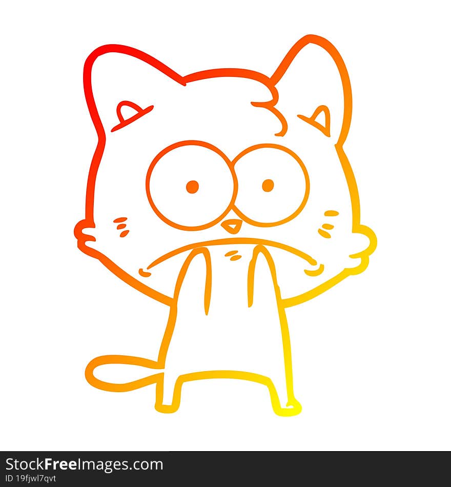 warm gradient line drawing cartoon nervous cat