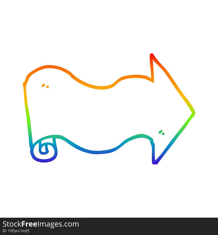 rainbow gradient line drawing cartoon arrow