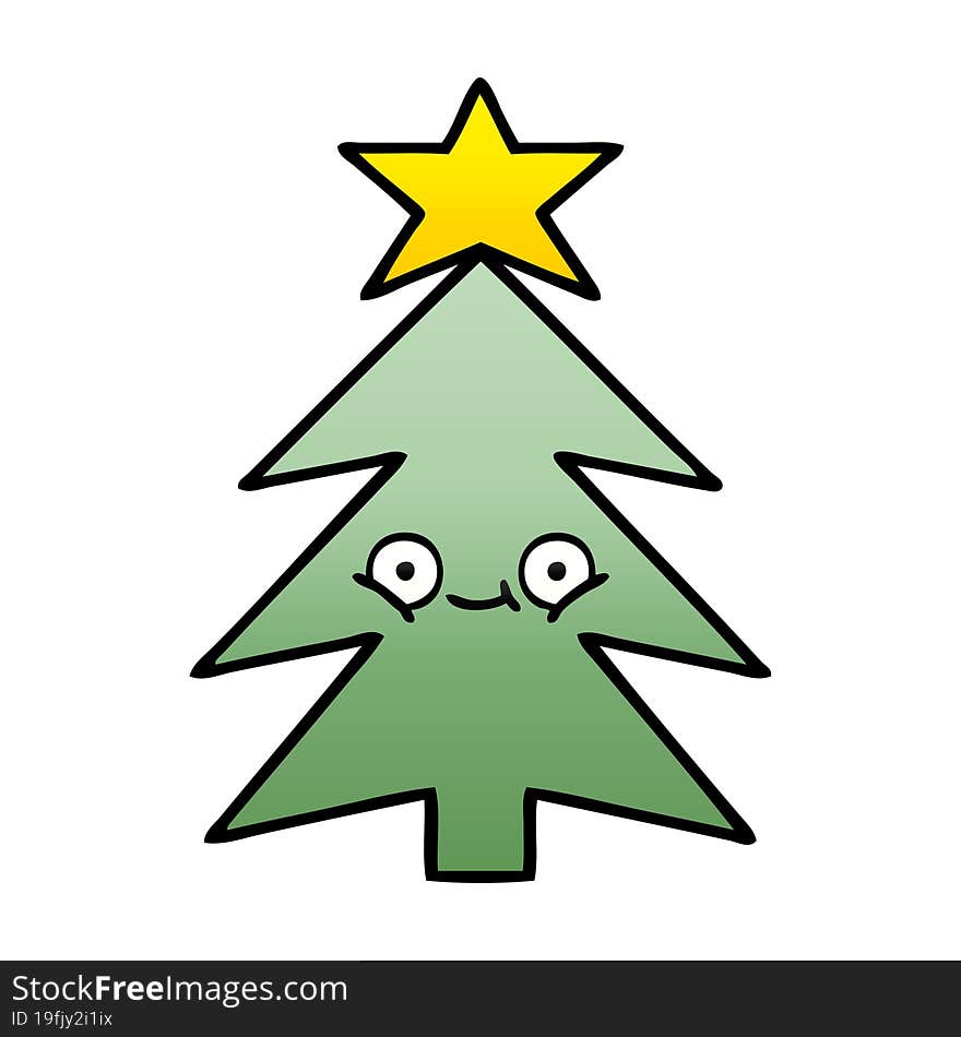 gradient shaded cartoon of a christmas tree