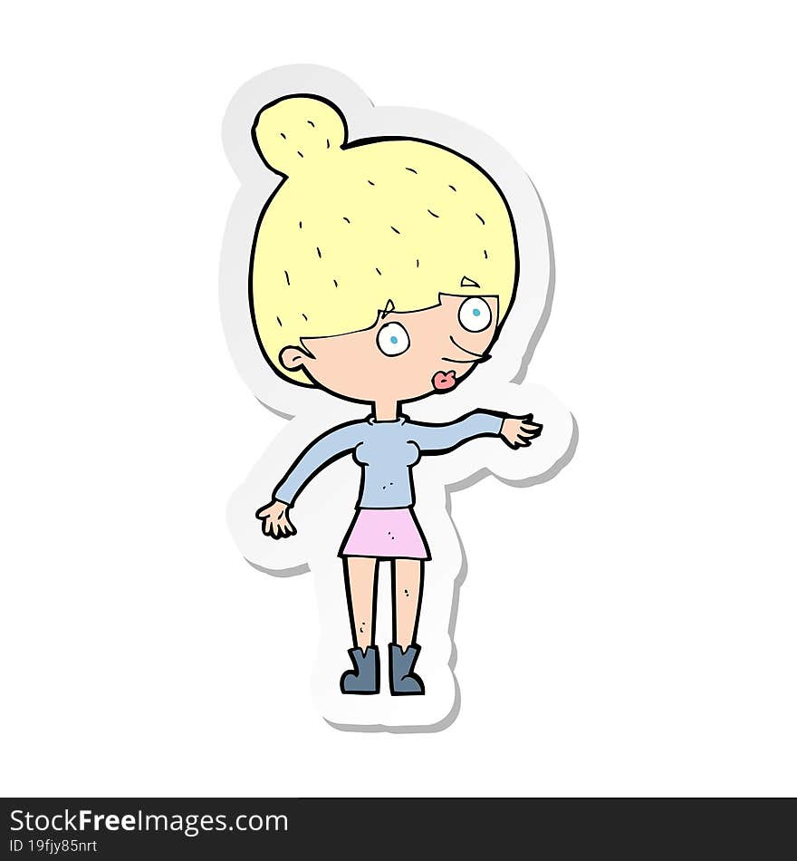 sticker of a cartoon surprised woman