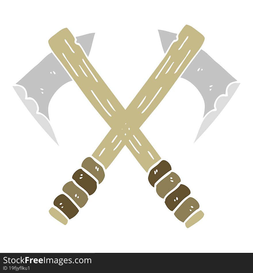 Flat Color Illustration Of A Cartoon Axes