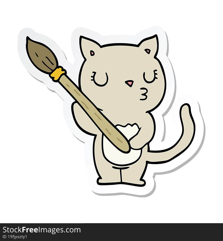 sticker of a cute cartoon cat