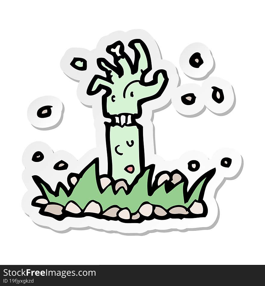 sticker of a cartoon zombie arm