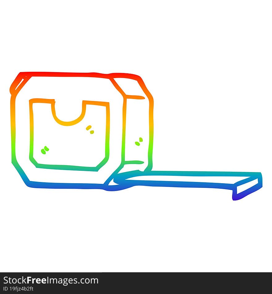 rainbow gradient line drawing of a cartoon measuring tape