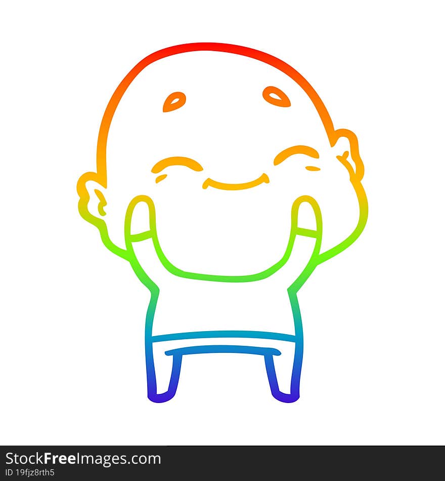 rainbow gradient line drawing cartoon happy bald man