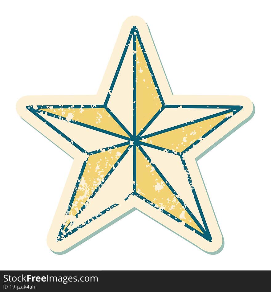 distressed sticker tattoo style icon of a star