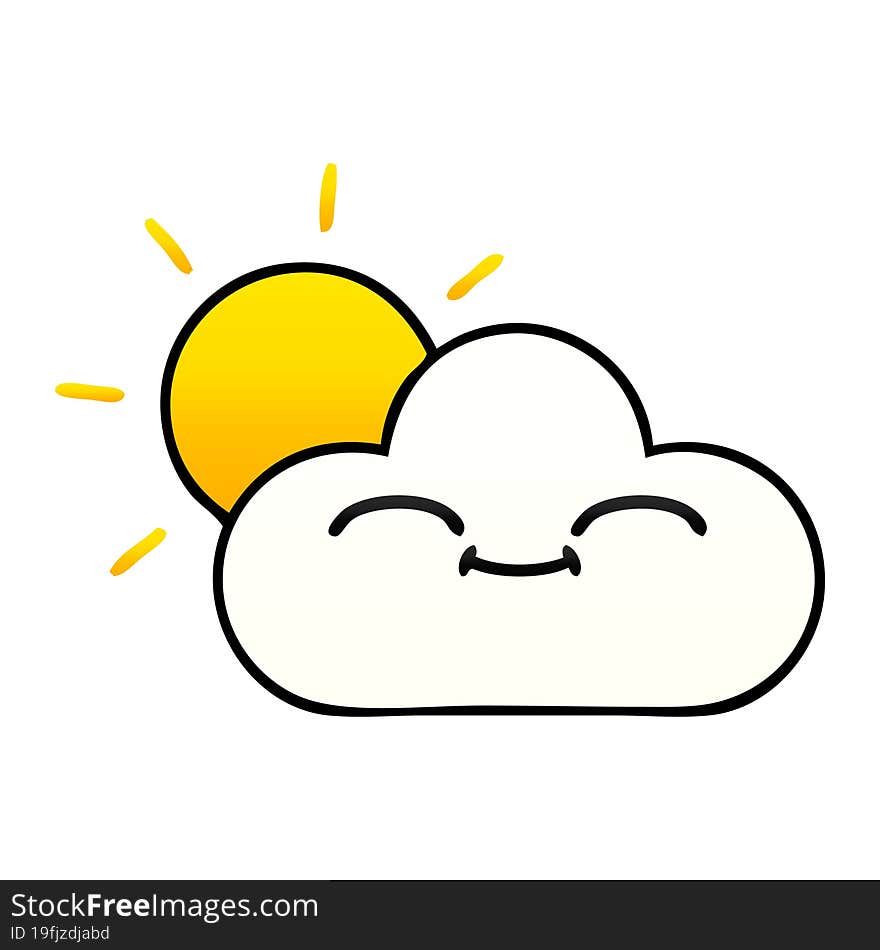 gradient shaded cartoon of a sunshine and cloud