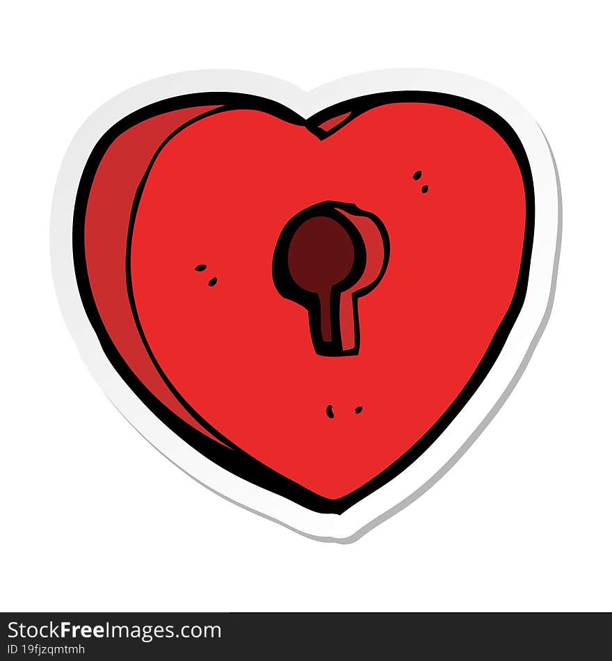 sticker of a cartoon heart with keyhole