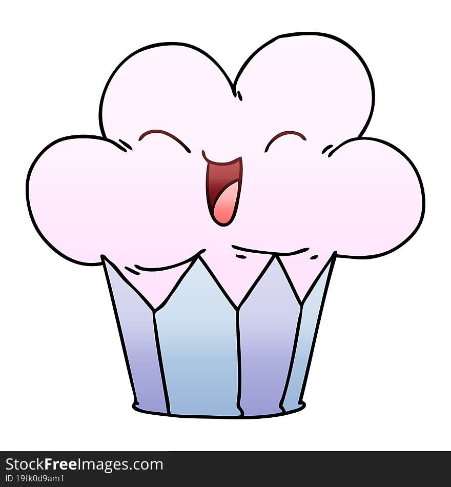 gradient shaded quirky cartoon happy cake. gradient shaded quirky cartoon happy cake