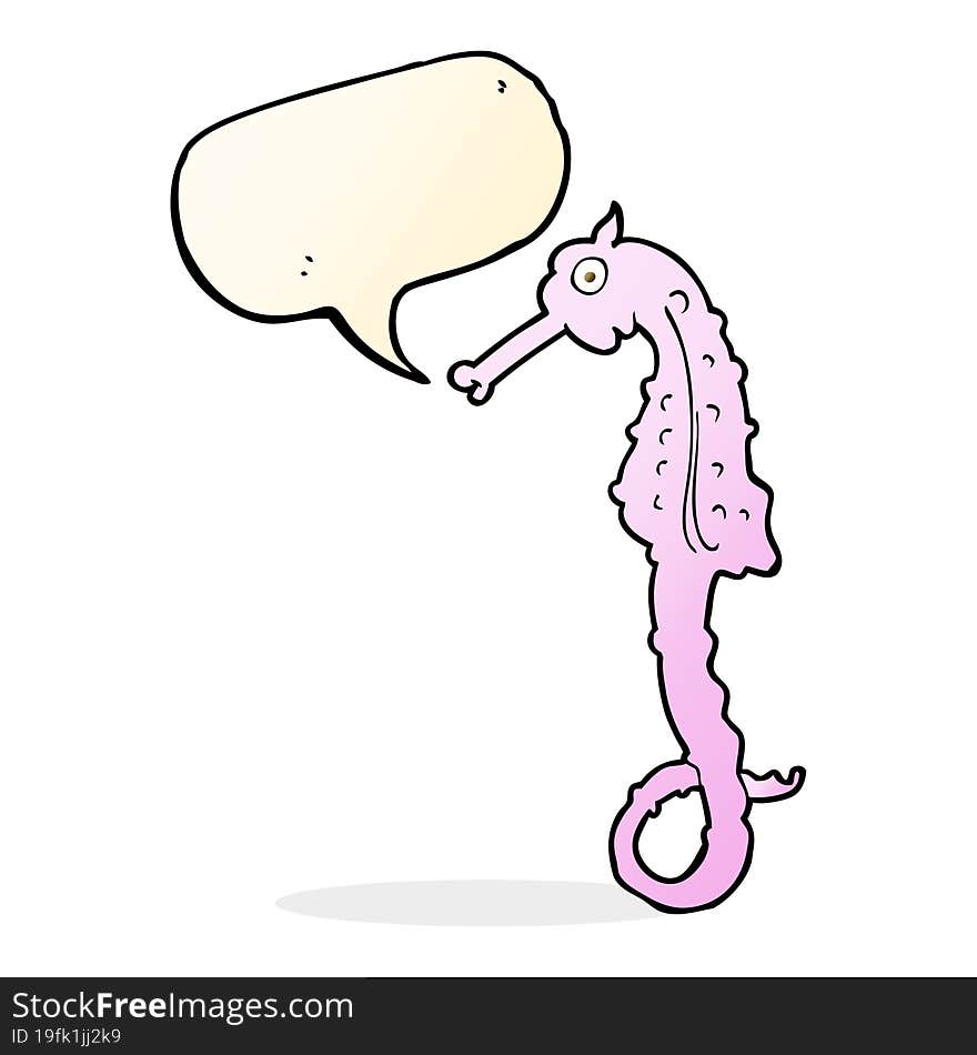 cartoon sea horse with speech bubble