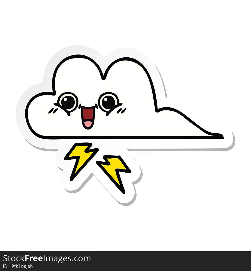 sticker of a cute cartoon storm cloud