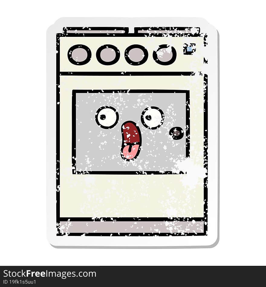 distressed sticker of a cute cartoon kitchen oven