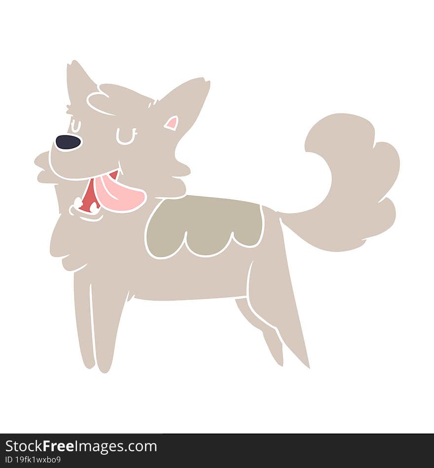 flat color style cartoon happy dog