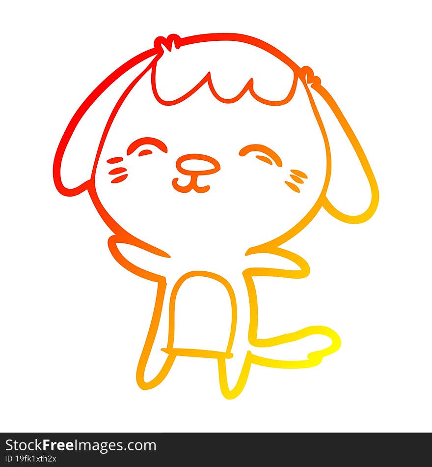 warm gradient line drawing happy cartoon dog