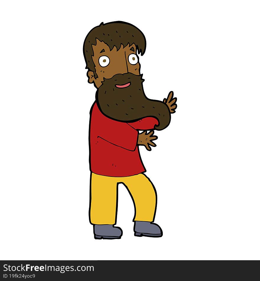 Cartoon Excited Bearded Man