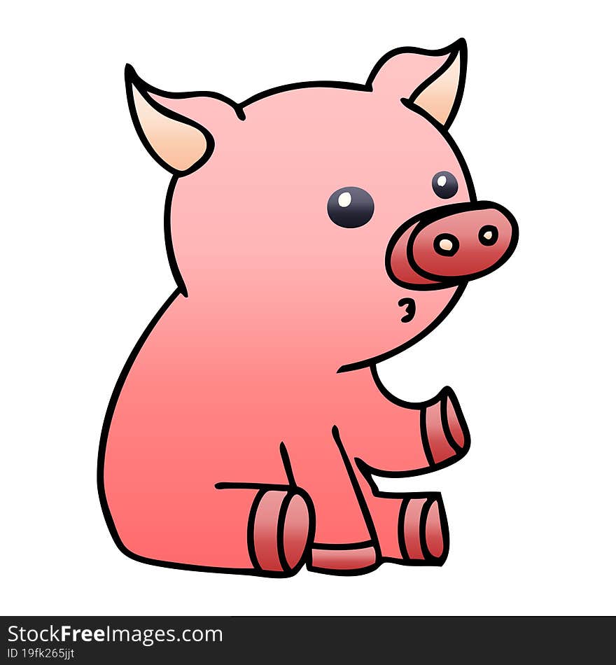 quirky gradient shaded cartoon pig